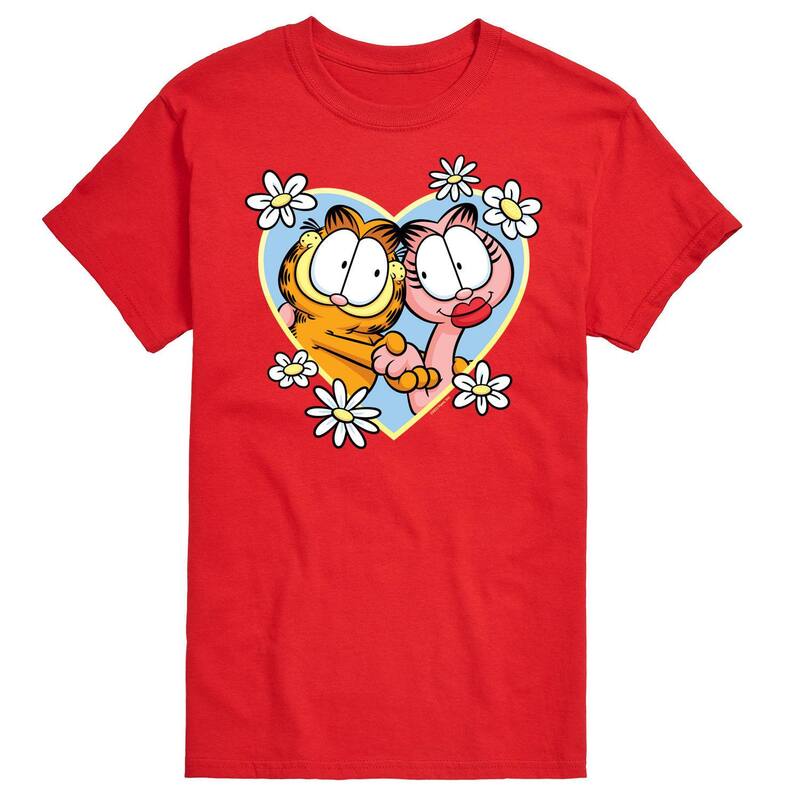 アニメキャラクター メンズ トップス Tシャツ グラフィック Licensed Character Men's Garfield Heart Graphic Tee Red レッド