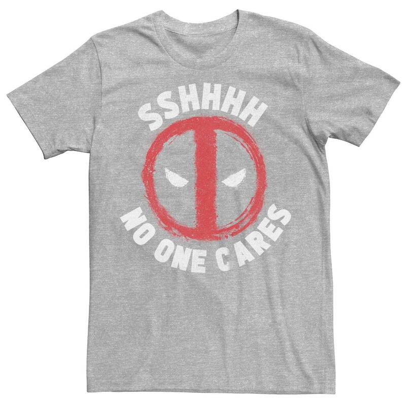 アニメキャラクター メンズ トップス Tシャツ ロゴ グラフィック Licensed Character Men's Marvel Deadpool None Cares Logo Graphic Tee Athletic Heather ヘザー
