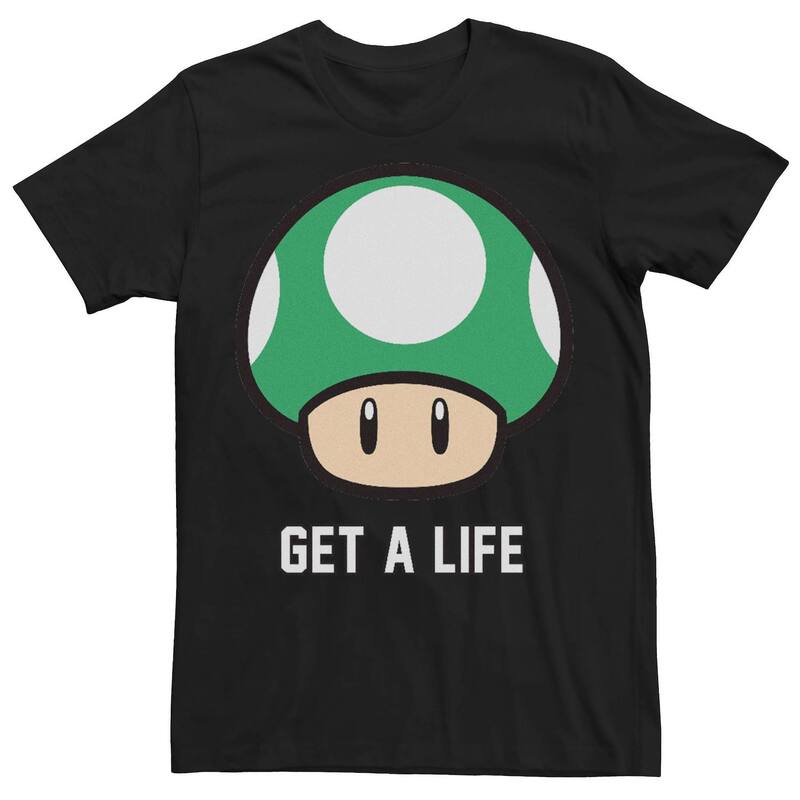 アニメキャラクター メンズ トップス Tシャツ グラフィック Licensed Character Men'super Mario Bros 1-UP Mushroom Get a Life Graphic Tee Black ブラック