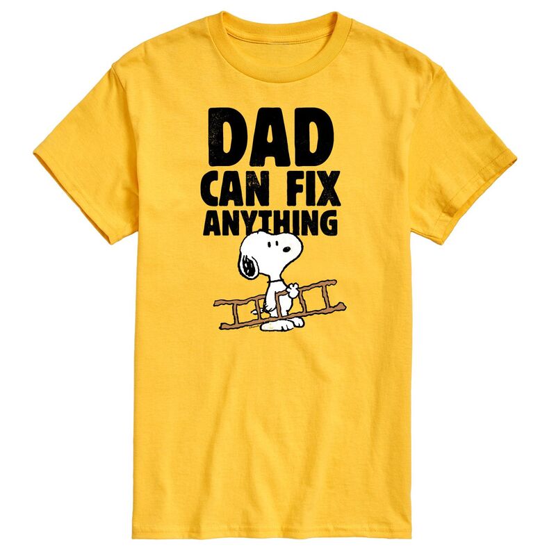 アニメキャラクター メンズ トップス Tシャツ グラフィック Licensed Character Men's Peanuts Dad Can Fix It Graphic Tee Yellow イエロー