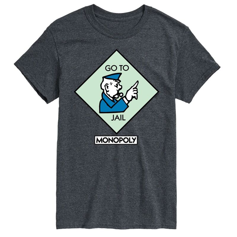 アニメキャラクター メンズ トップス Tシャツ グラフィック Licensed Character Men's Monopoly Go To Jail Square Graphic Tee Charcoal チャコール
