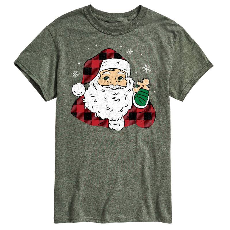 アニメキャラクター メンズ トップス Tシャツ ヴィンテージ グラフィック Licensed Character Men's Vintage Santa Plaid Cookie Graphic Tee Dark Green グリーン