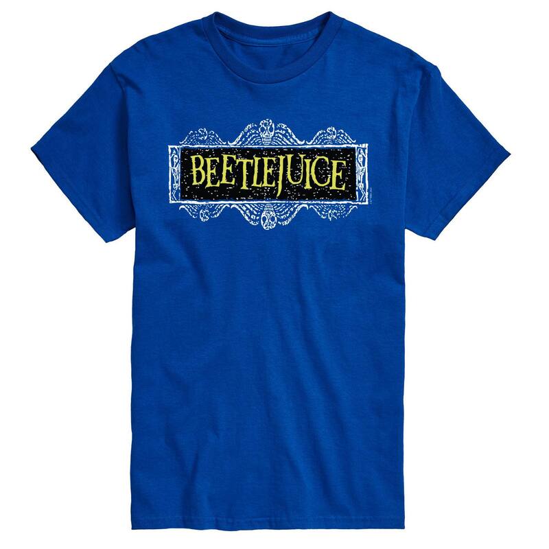 アニメキャラクター メンズ トップス Tシャツ ロゴ Licensed Character Men's Beetlejuice Logo Tee Blue ブルー