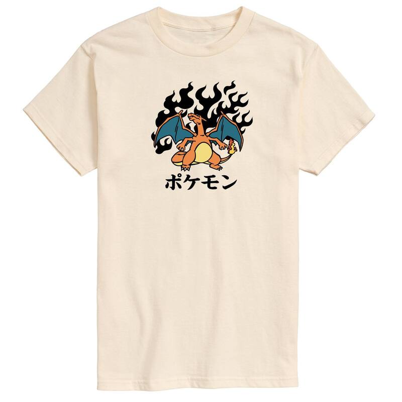 アニメキャラクター メンズ トップス Tシャツ Licensed Character Men's Pokemon Charizard Flash Fire Tee Beige ベージュ