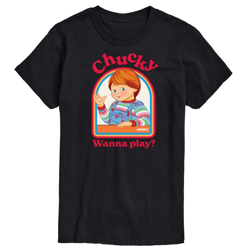 アニメキャラクター メンズ トップス Tシャツ グラフィック Licensed Character Men's Chucky Wanna Play Graphic Tee Black ブラック