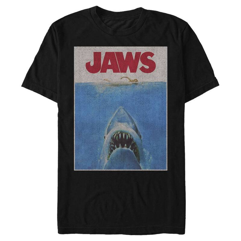 アニメキャラクター メンズ トップス Tシャツ グラフィック Licensed Character Men's Jaws Retro Movie Poster Graphic Tee Black ブラック