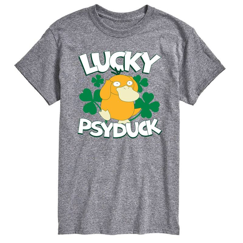 アニメキャラクター メンズ トップス Tシャツ グラフィック Licensed Character Men's Pok mon Lucky Psyduck Graphic Tee Athletic Heather ヘザー