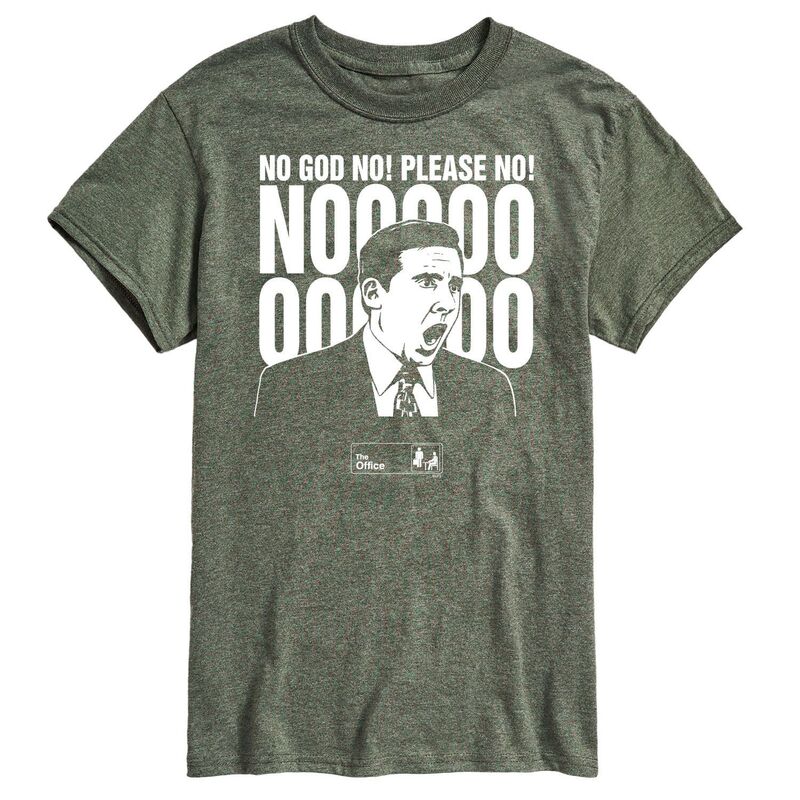 アニメキャラクター メンズ トップス Tシャツ Licensed Character Men's The Office No God Please No Tee Dark Green グリーン