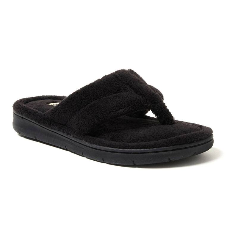 ディアフォームズ レディース シューズ サンダル パイル Women's Dearfoams Wrenley Terry Thong Slippers Black ブラック