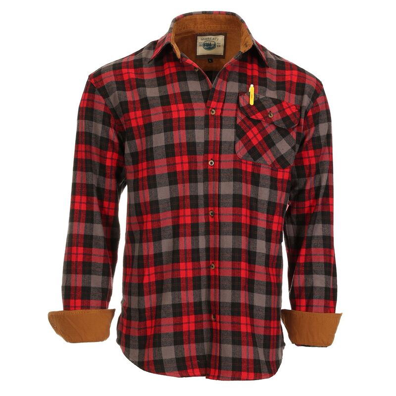 ジョベルティ メンズ トップス Tシャツ コーデュロイ コントラスト コットン Gioberti Men's 100% Cotton Brushed Flannel Plaid Checkered Shirt with Corduroy Contrast Black Red Blue ブラック