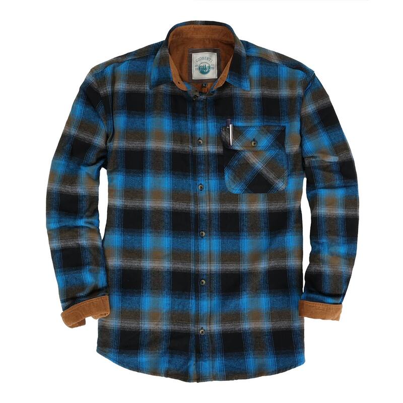 ジョベルティ メンズ トップス Tシャツ コーデュロイ コントラスト コットン Gioberti Men's 100% Cotton Brushed Flannel Plaid Checkered Shirt with Corduroy Contrast Night Blue ブルー