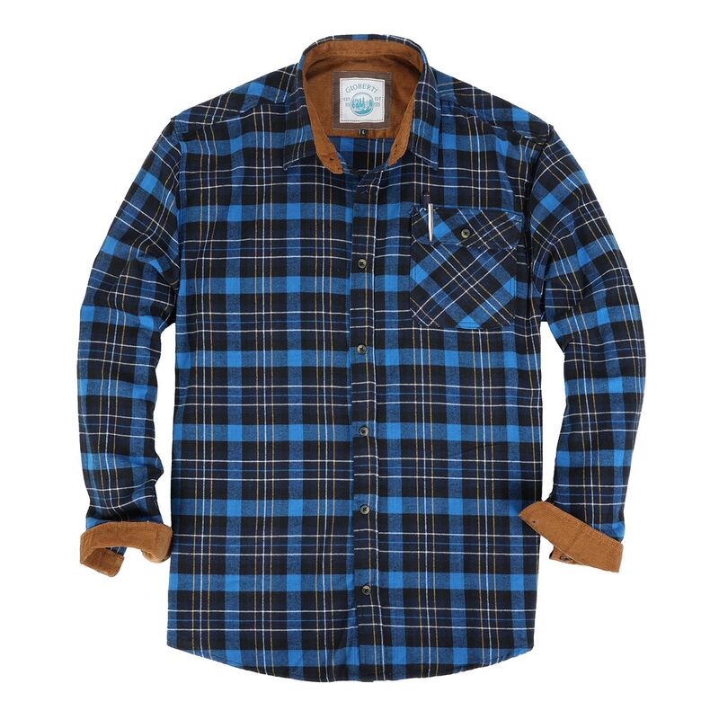 ジョベルティ メンズ トップス Tシャツ コーデュロイ コントラスト コットン Gioberti Men's 100% Cotton Brushed Flannel Plaid Checkered Shirt with Corduroy Contrast Royal Yellow イエロー
