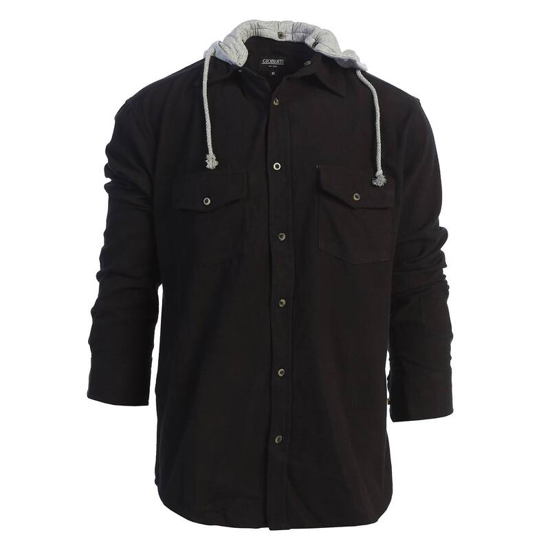 ジョベルティ メンズ トップス Tシャツ ボタンダウン パーカー Gioberti Men's Removable Hoodie Plaid Checkered Flannel Button Down Shirt Black ブラック