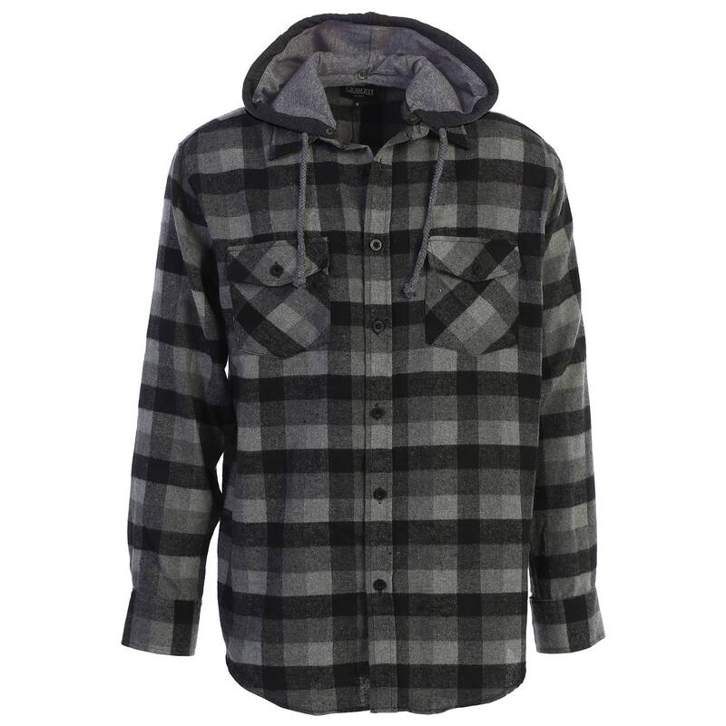 ジョベルティ メンズ トップス Tシャツ ボタンダウン パーカー Gioberti Men's Removable Hoodie Plaid Checkered Flannel Button Down Shirt Black Charcoal ブラック