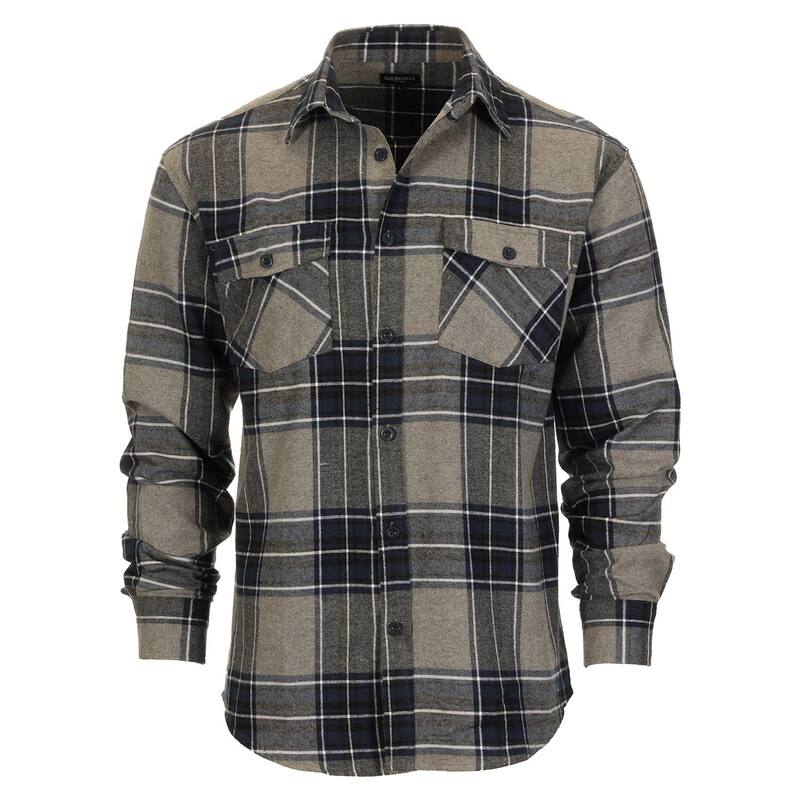 ジョベルティ メンズ トップス Tシャツ コットン Gioberti Men's Plaid Checkered 100% Cotton Brushed Flannel Shirt Gray Navy White ホワイト