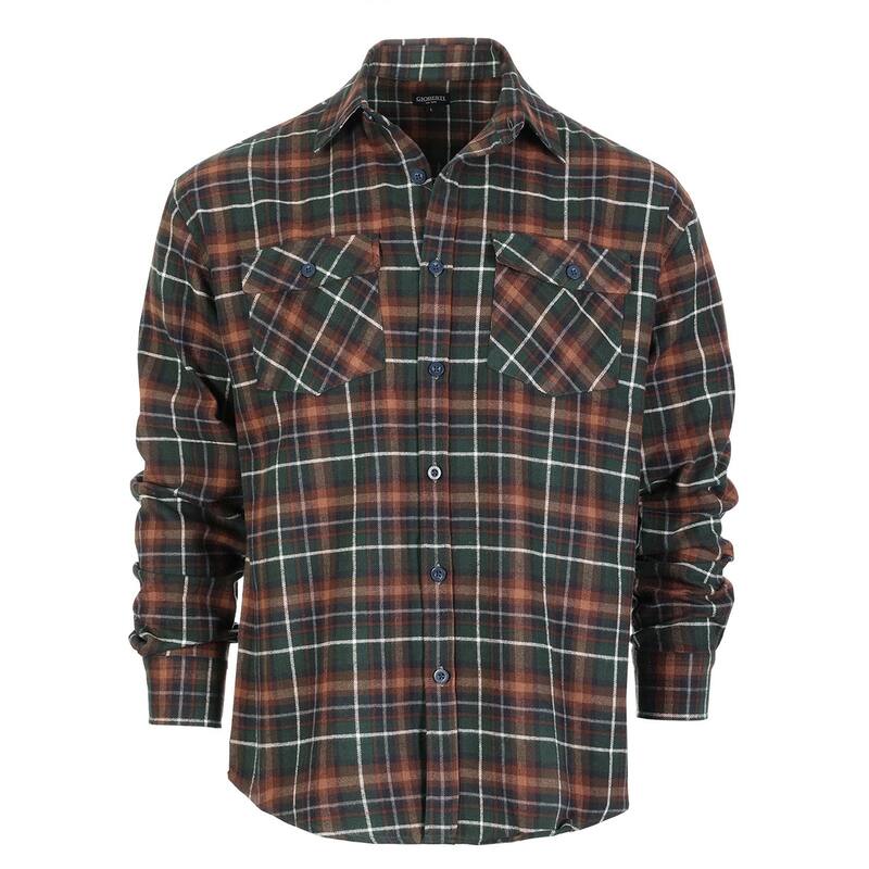 ジョベルティ メンズ トップス Tシャツ コットン Gioberti Men's Plaid Checkered 100% Cotton Brushed Flannel Shirt Green Black Ivory アイボリー