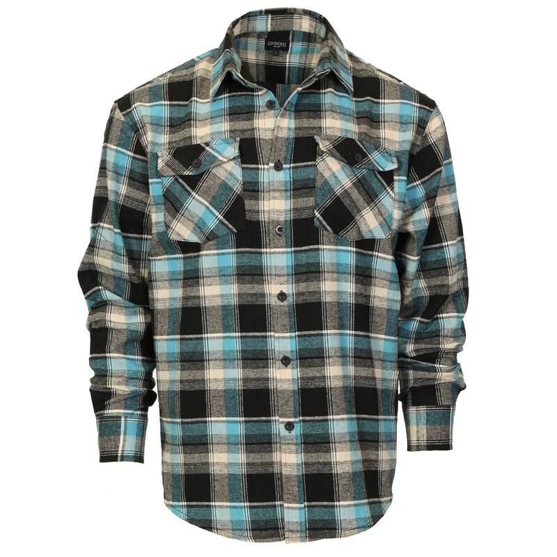 ジョベルティ メンズ トップス Tシャツ コットン Gioberti Men's Plaid Checkered 100% Cotton Brushed Flannel Shirturquoise Black ブラック