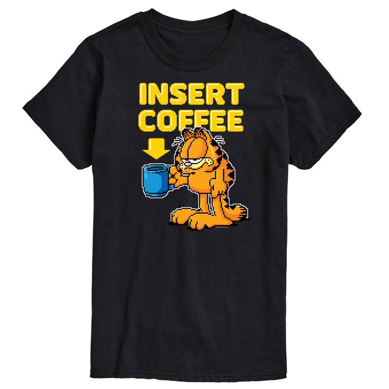 アニメキャラクター メンズ トップス Tシャツ グラフィック Licensed Character Men's Garfield Coffee Graphic Tee Black ブラック