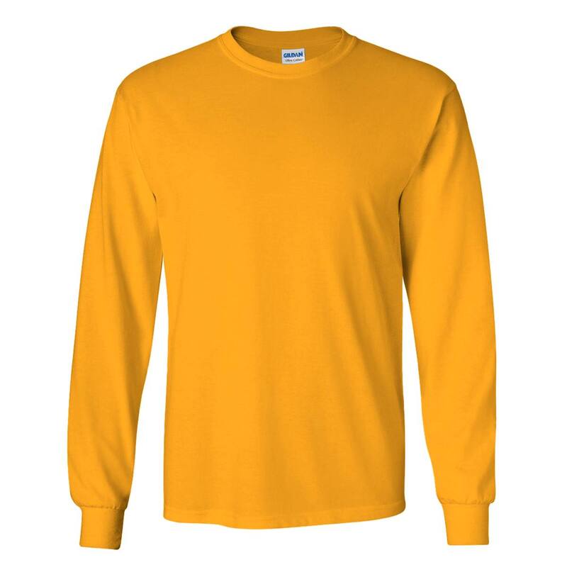 ギルダン メンズ トップス Tシャツ クルーネック コットン Gildan Mens Plain Crew Neck Ultra Cotton Long Sleeve T-Shirt Gold ゴールド