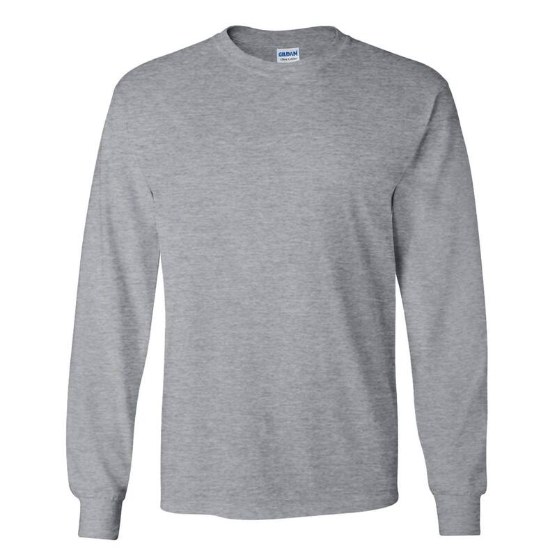 ギルダン メンズ トップス Tシャツ クルーネック コットン Gildan Mens Plain Crew Neck Ultra Cotton Long Sleeve T-Shirt Sport Grey グレー