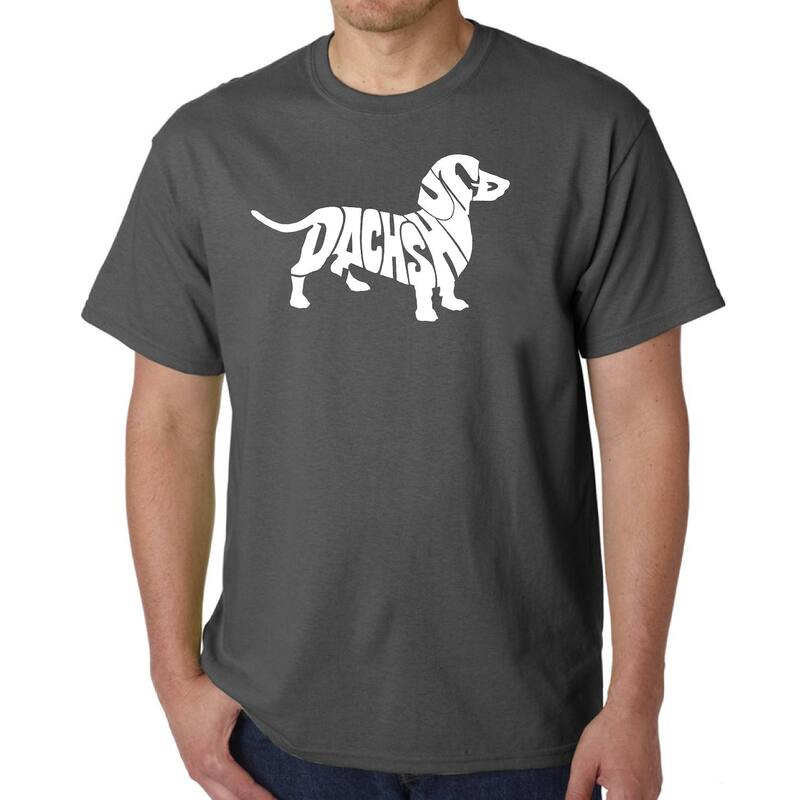 エルエーポップアート メンズ トップス Tシャツ LA Pop Art Dachshund - Men's Word Art-shirt Grey グレー｜ReVida 店