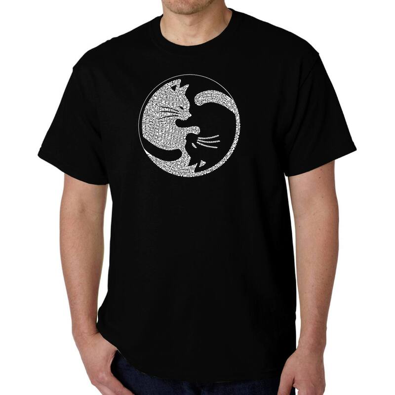 エルエーポップアート メンズ トップス Tシャツ LA Pop Art Yin Yang Cat - Men's Word Art-shirt Black ブラック