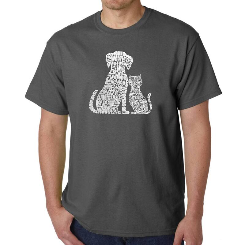 エルエーポップアート メンズ トップス Tシャツ LA Pop Art Dogs And Cats - Men's Word Art-shirt Grey グレー 6,106円