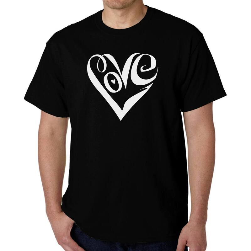 エルエーポップアート メンズ トップス Tシャツ LA Pop Art Script Love Heart - Men's Word Art-shirt Black ブラック