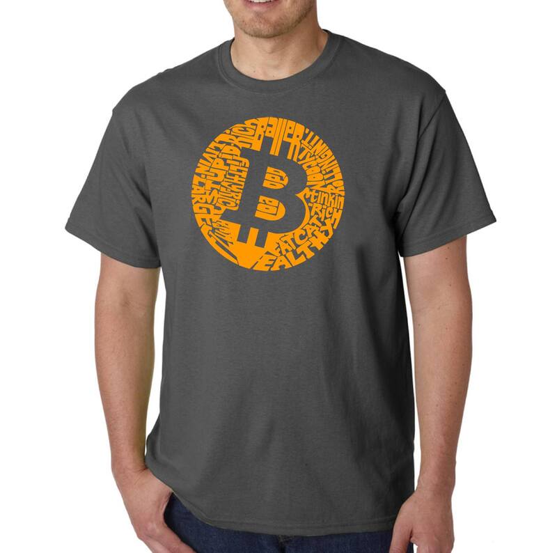 エルエーポップアート メンズ トップス Tシャツ LA Pop Art Bitcoin - Men's Word Art-shirt Grey グレー
