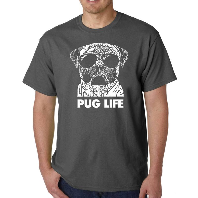 エルエーポップアート メンズ トップス Tシャツ LA Pop Art Pug Life - Men's Word Art-shirt Grey グレー