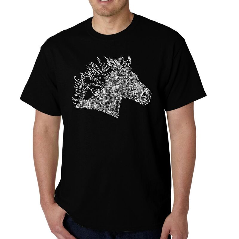 エルエーポップアート メンズ トップス Tシャツ LA Pop Art Horse Mane - Men's Word Art-shirt Black ブラック