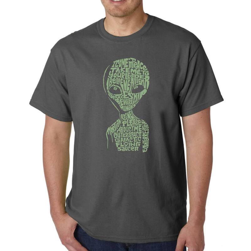 エルエーポップアート メンズ トップス Tシャツ LA Pop Art Alien - Men's Word Art-shirt Grey グレー