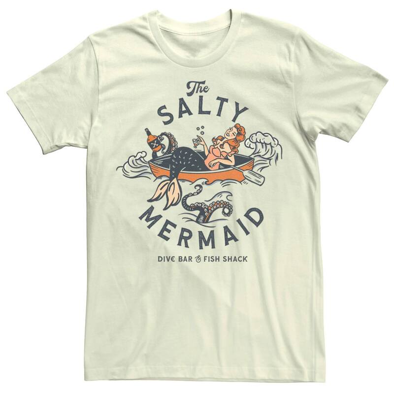 アニメキャラクター メンズ トップス Tシャツ グラフィック Licensed Character Men's The Salty Mermaidive Bar & Fishack Graphic Tee Natural
