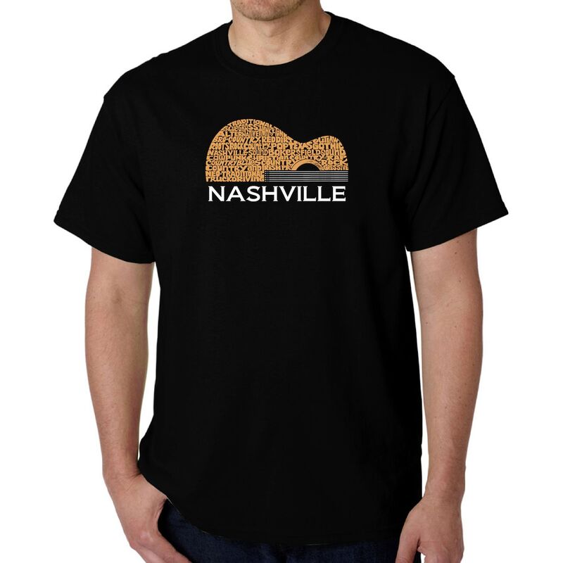 エルエーポップアート メンズ トップス Tシャツ LA Pop Art Nashville Guitar - Men's Word Art-Shirt Black ブラック｜ReVida 店