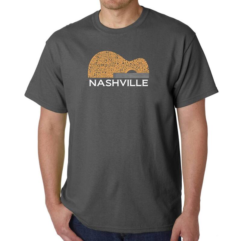 エルエーポップアート メンズ トップス Tシャツ LA Pop Art Nashville Guitar - Men's Word Art-Shirt Grey グレー｜ReVida 店