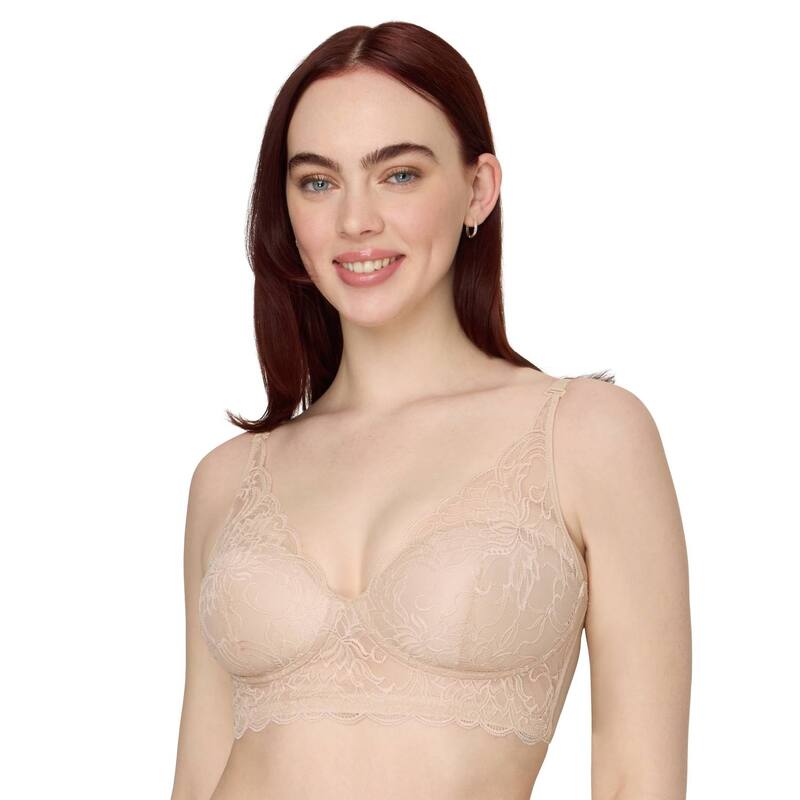 メイデンフォーム レディース アンダー御召しもの ブラ スピード競技 Maidenform Lightly Lined Convertible Lace Bralette DM1188 Almond Bloom Lace