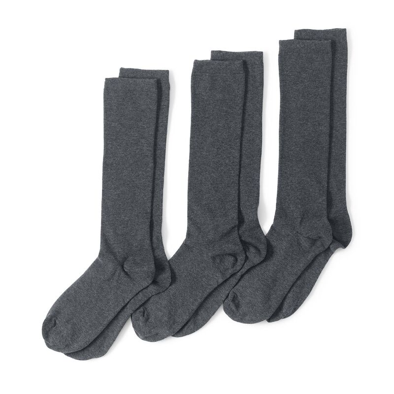 ランズ挙げ句の果て レディース アンダーお召しもの ソックス Women\u0027s Lands\u0027 End Seamless Toe Solid Trouser Socks 3-Pack Charcoal Heather 濃灰色
