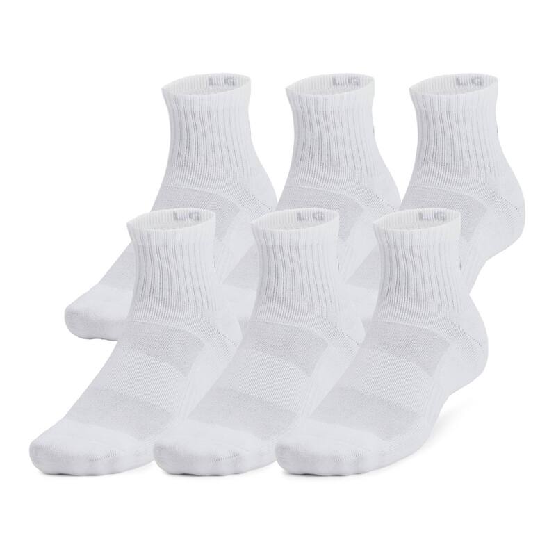 アンダーアーマー メンズ アンダーウェア 靴下 コットン Men's Under Armour Training Cotton 6-Pack Quarter Socks White ホワイト