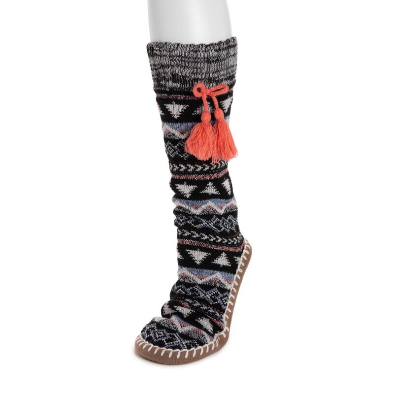 ムクルクス レディース アンダーお召しもの ソックス Women\u0027s MUK LUKS Fair Isle Tassel Slipper Socks Black Multi 黒いこと