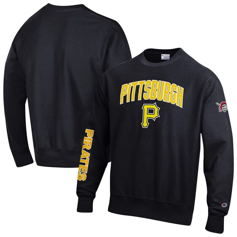 はやりっ児 メンズ アウター パーカー・スウェット プルオーバー Men\u0027s Champion Black Pittsburgh Pirates Reverse Weave Chenille Sweatshirt Pir Black 黒いこと