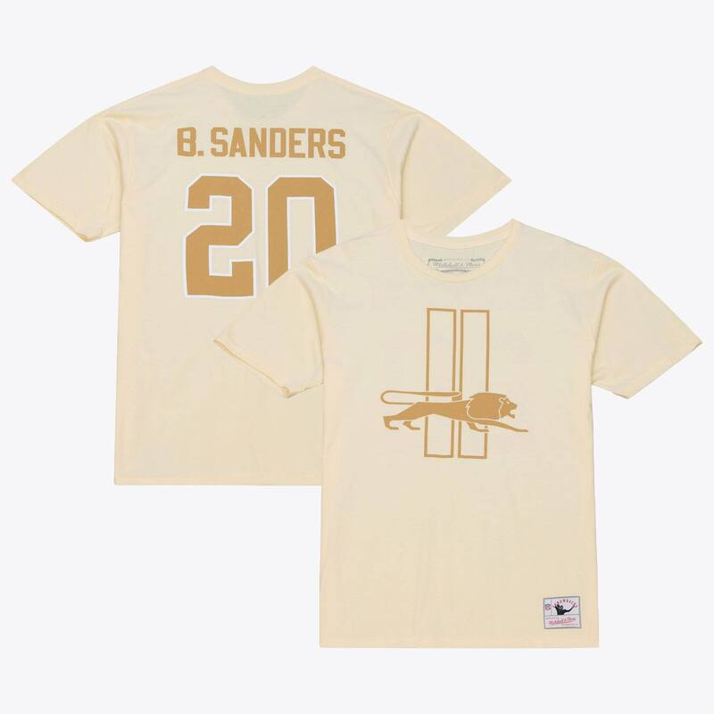 ミッチェル&ネス メンズ トップス Tシャツ Men's Mitchell & Ness Barry Sanders Cream Detroit Lionsandmaname & Number T-Shirt Lns Beige ベージュ