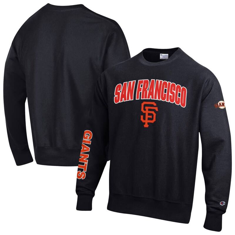 はやりっ子 メンズ アウター パーカー・スウェット プルオーバー Men\u0027s Champion Black San Francisco Giants Reverse Weave Chenille Sweatshirt Gnt Black 黒いこと