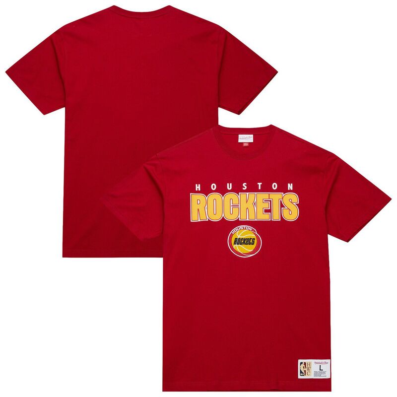 ミッチェル&ネス メンズ トップス Tシャツ Men's Mitchell & Ness Red Houston Rockets Hardwood Classics Throw It Back Premium T-Shirt Rkt Red レッド|ReVida 店