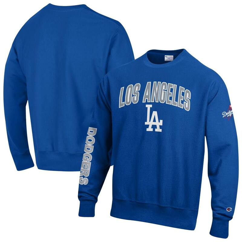 はやりっ児 メンズ アウター パーカー・スウェット プルオーバー Men\u0027s Champion Royalos Angeles Dodgers Reverse Weave Chenille Sweatshirt Lad Blue 青色