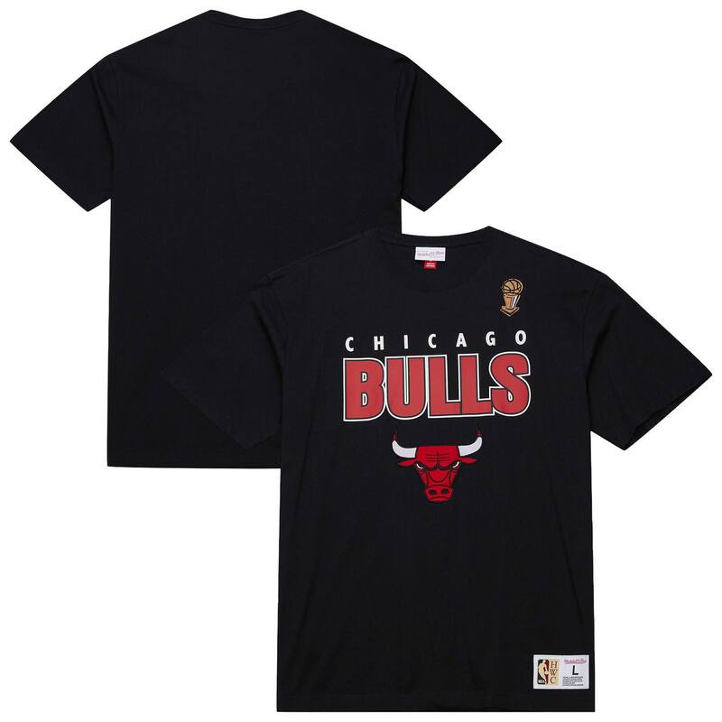 ミッチェル&ネス メンズ トップス Tシャツ Men's Mitchell & Ness Black Chicago Bulls Hardwood Classics Throw It Back Premium T-Shirt Bul Black ブラック|ReVida 店