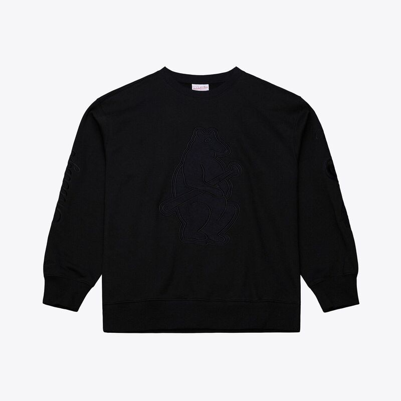 ミッチェル&ネス メンズ アウター パーカー・スウェット クルーネック シャツ フリース Men's Mitchell & Ness Black Chicago Cubs Phantom Fleece Crewneck Sweatshirt Cublack ブラック｜ReVida 店