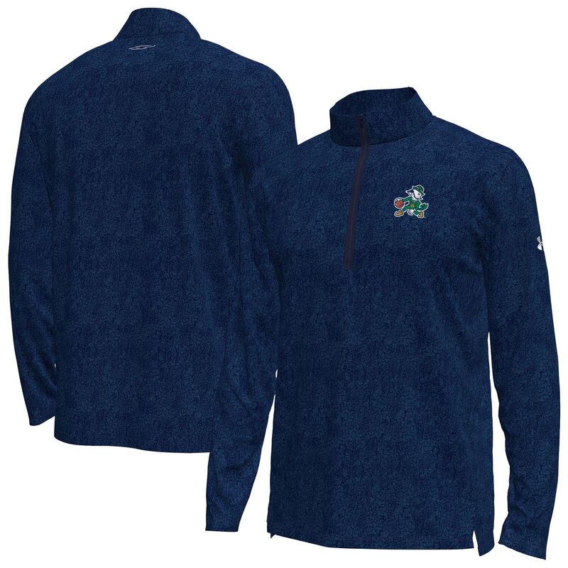 アンダーアーマー メンズ トップス Tシャツ Men's Under Armour Navy Notre Dame Fighting Irish Basketballeprechaun Tech Quarter-Zip Top Ntd Navy ネイビー