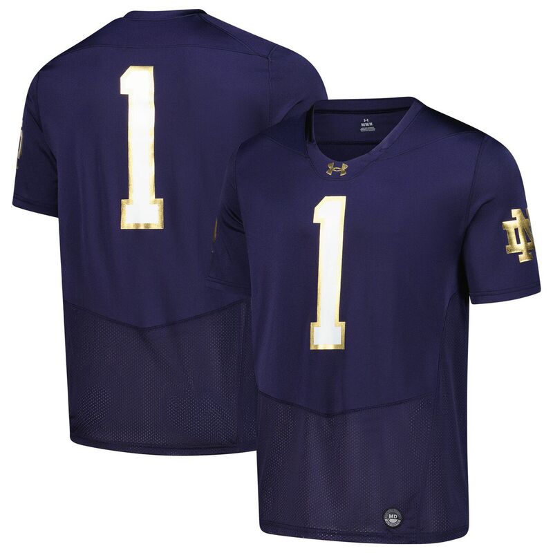 アンダーアーマー メンズ トップス Tシャツ ジャージー Men's Under Armour Navy Notre Dame Fighting Irish Replica Football Jersey Ntd Navy ネイビー｜ReVida 店
