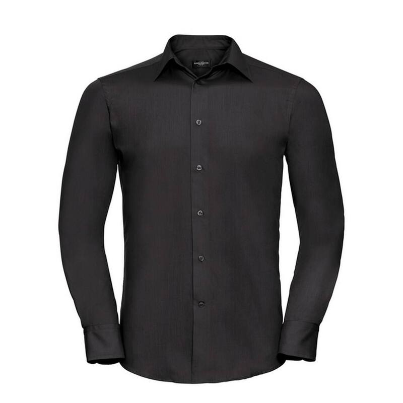 ラッセルアスレチック メンズ トップス Tシャツ 長袖 Russell Athletic Russell Collection Mens Poplin Tailored Long-Sleeved Shirt Black ブラック