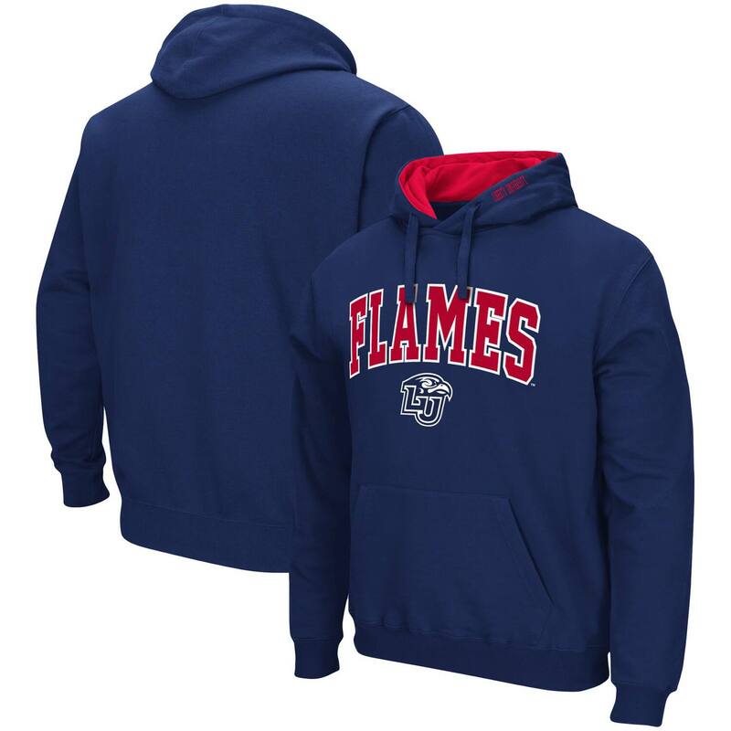 コロシアム メンズ アウター パーカー・スウェット ロゴ Men Colosseum Navy Liberty Flames Arch and Logo Pullover Hoodie Lib Navy ネイビー